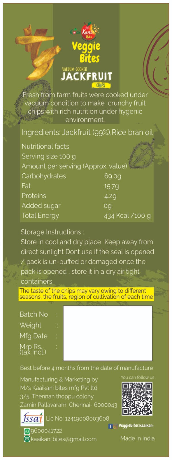 Jack Fruit Chips /பலாப்பழம்  சிப்ஸ் 40gms