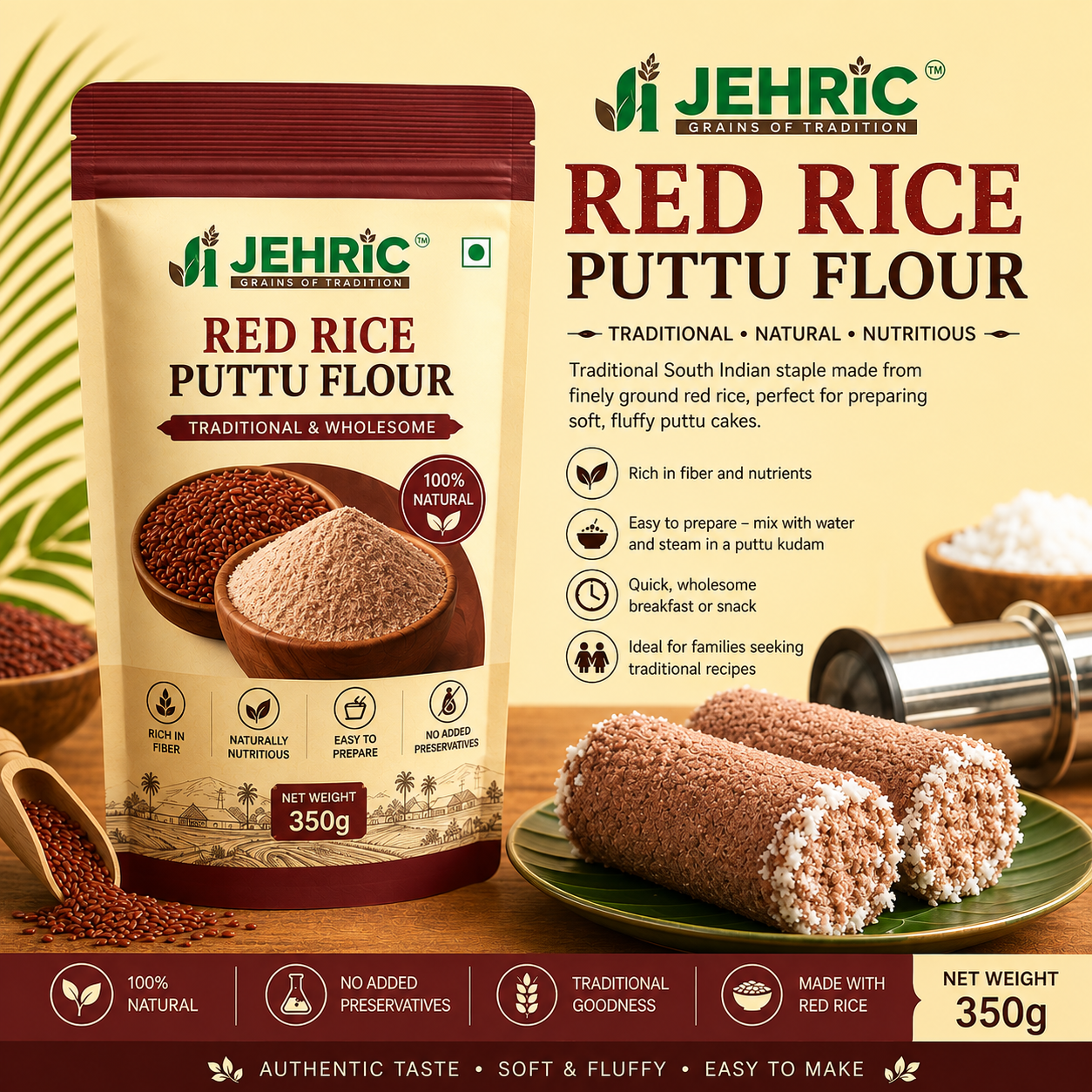 Red Rice Puttu | சிவப்பரிசி புட்டு மாவு 350g