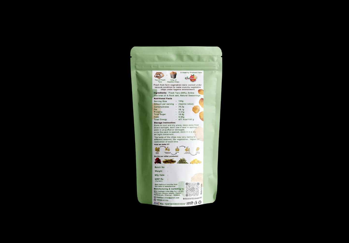 Taro Indian Chilli Chips | சேப்பங்கிழங்கு  சிப்ஸ் 45gms